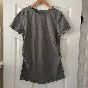 Maternity Organic Cotton Vintage Crew T-Shirt Large Gray